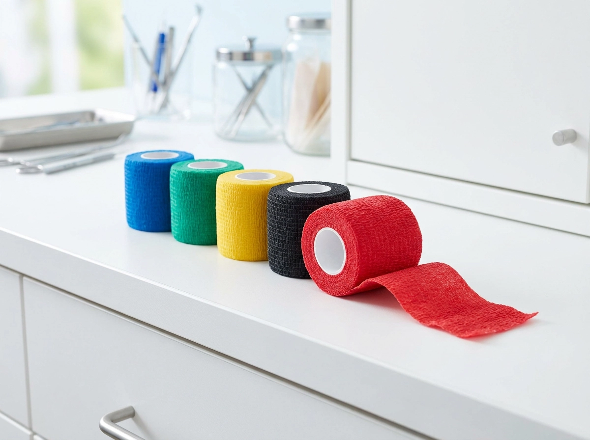 Cohesive bandage first aid and veterinary supply scene