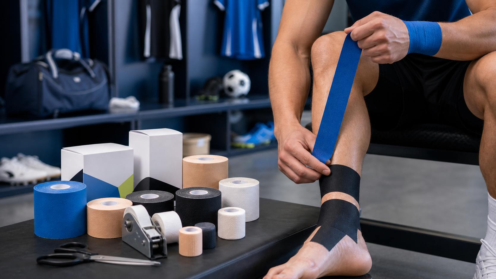 Sports tape athletic application scene